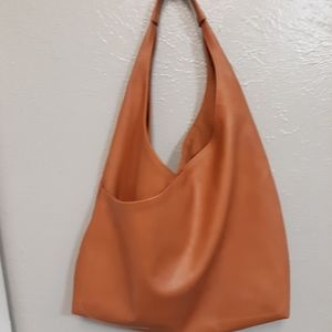 LARGE FAUX LEATHER HOBO BAG PURSE EUC